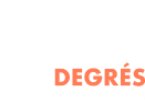 Mot Degrés en majuscules corail sur fond blanc épuré Le mot DEGRÉS écrit en lettres capitales de couleur corail sur un fond blanc avec une typographie moderne.